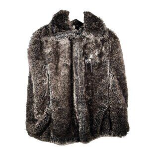 Robbie & Nikki Faux Fur Cape Poncho Wrap Brown Embellished Formal Party Wedding